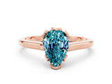 Rose gold Pear Cut Blue Topaz Solitaire Ring with Flower Prong Setting and Classic Band_12