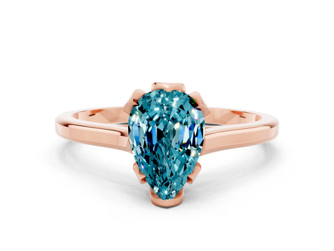 Rose gold Pear Cut Blue Topaz Solitaire Ring with Flower Prong Setting and Classic Band_12