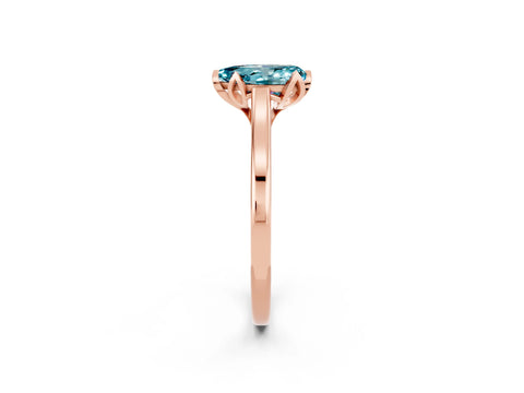 Rose gold Pear Cut Blue Topaz Solitaire Ring with Flower Prong Setting and Classic Band_14