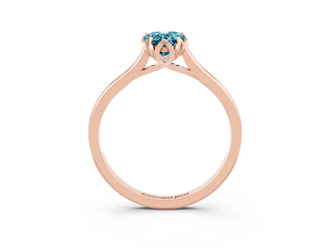 Rose gold Pear Cut Blue Topaz Solitaire Ring with Flower Prong Setting and Classic Band_15