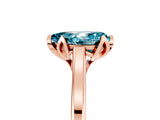 Rose gold Pear Cut Blue Topaz Solitaire Ring with Flower Prong Setting and Classic Band_17