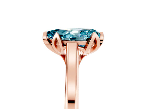 Rose gold Pear Cut Blue Topaz Solitaire Ring with Flower Prong Setting and Classic Band_17