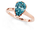 Rose gold Pear Cut Blue Topaz Solitaire Ring with Flower Prong Setting and Classic Band_37