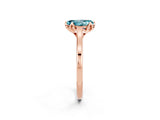 Rose gold Pear Cut Blue Topaz Solitaire Ring with Flower Prong Setting and Classic Band_38