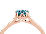 Rose gold Pear Cut Blue Topaz Solitaire Ring with Flower Prong Setting and Classic Band_40