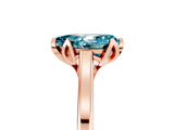 Rose gold Pear Cut Blue Topaz Solitaire Ring with Flower Prong Setting and Classic Band_41