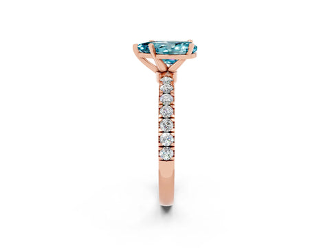 Rose gold Pear Cut Blue Topaz Solitaire Ring with Pavé Accents and Four-Prong Setting_2