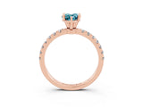 Rose gold Pear Cut Blue Topaz Solitaire Ring with Pavé Accents and Four-Prong Setting_3