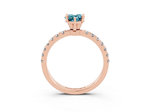 Rose gold Pear Cut Blue Topaz Solitaire Ring with Pavé Accents and Four-Prong Setting_3