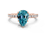 Rose gold Pear Cut Blue Topaz Solitaire Ring with Pavé Band and Four-Prong Setting_24