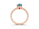 Rose gold Pear Cut Blue Topaz Solitaire Ring with Pavé Band and Four-Prong Setting_27