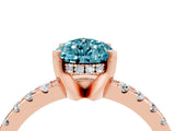 Rose gold Pear Cut Blue Topaz Solitaire Ring with Pavé Band and Four-Prong Setting_28