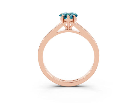 Rose gold Pear Cut Blue Topaz Solitaire Ring with Pavé Band and Prong Setting_15