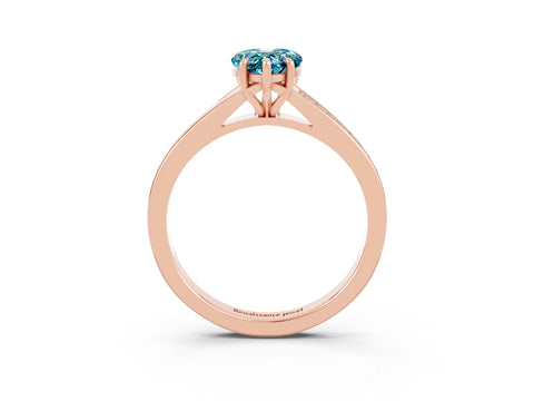 Rose gold Pear Cut Blue Topaz Solitaire Ring with Pavé Band and Prong Setting_3
