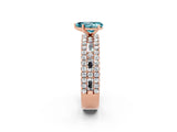 Rose gold Pear Cut Blue Topaz Solitaire Ring with Pavé and Channel Set Band_2