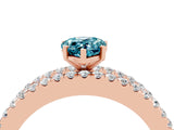Rose gold Pear Cut Blue Topaz Solitaire Ring with Pavé and Channel Set Band_4
