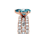 Rose gold Pear Cut Blue Topaz Solitaire Ring with Pavé and Channel Set Band_5