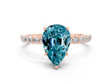 Rose gold Pear Cut Blue Topaz Solitaire Ring with Pave Band and Four Prong Setting_12