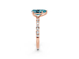 Rose gold Pear Cut Blue Topaz Solitaire Ring with Pave Band and Four Prong Setting_14