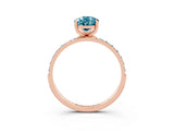 Rose gold Pear Cut Blue Topaz Solitaire Ring with Pave Band and Four Prong Setting_15