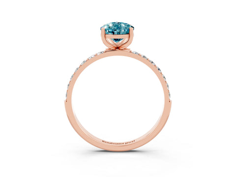 Rose gold Pear Cut Blue Topaz Solitaire Ring with Pave Band and Four Prong Setting_15