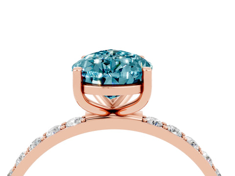 Rose gold Pear Cut Blue Topaz Solitaire Ring with Pave Band and Four Prong Setting_16