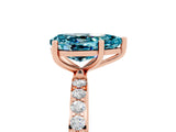Rose gold Pear Cut Blue Topaz Solitaire Ring with Pave Band and Four Prong Setting_17