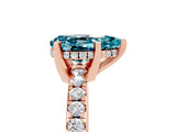 Rose gold Pear Cut Blue Topaz Solitaire Ring with Round  Pavé Band and Four-Prong Setting_49