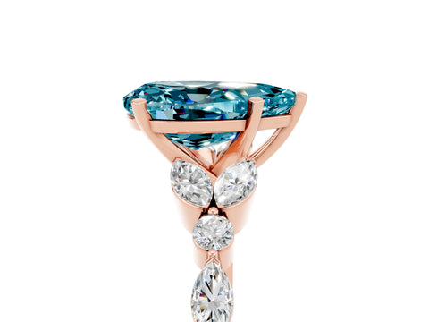 Rose gold Pear Cut Blue Topaz Solitaire Ring with Side Stones and Four-Prong Setting_17