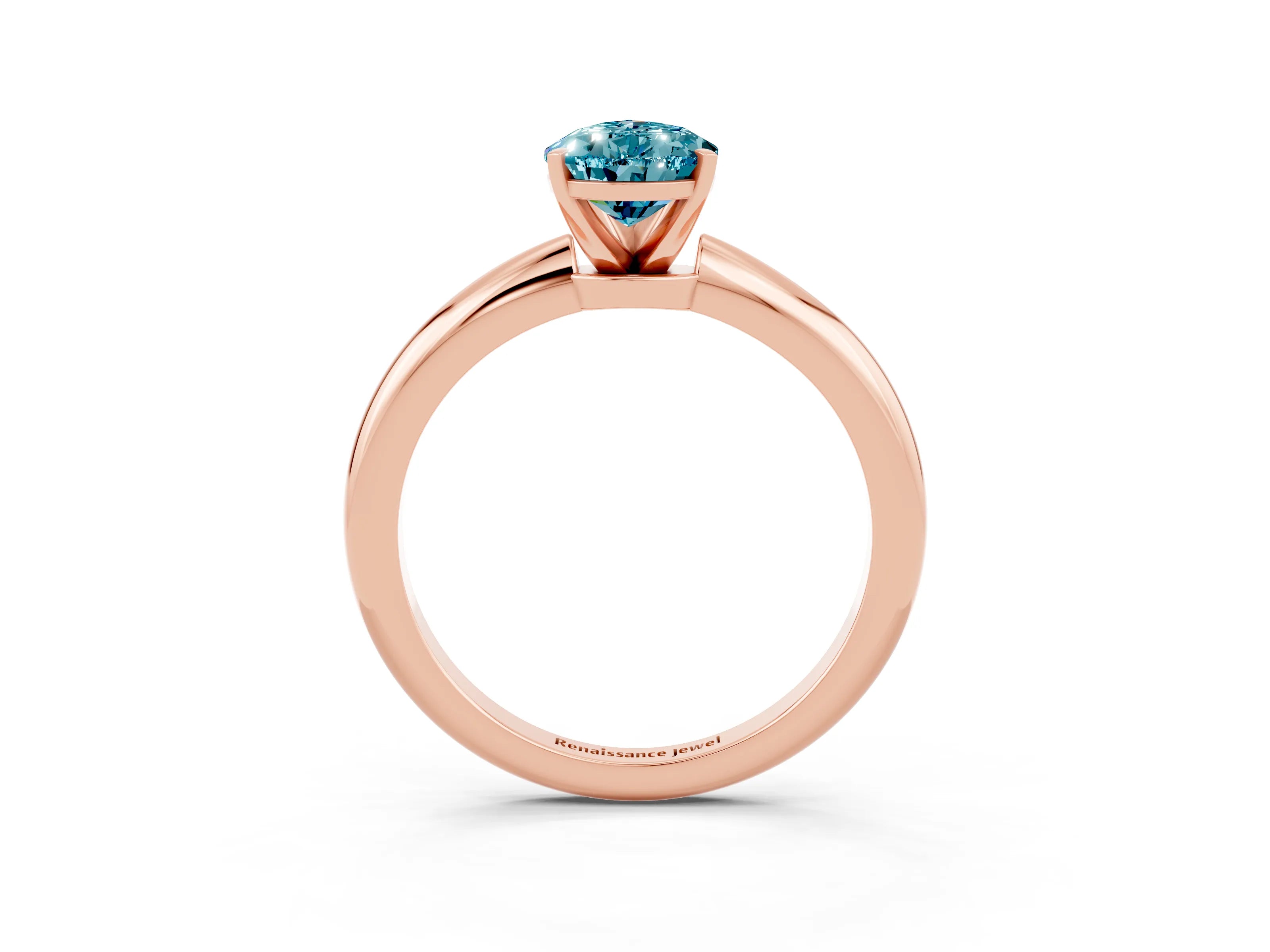 Rose gold Pear Cut Blue Topaz Solitaire Ring with Six-Prong Setting and Classic Band_3