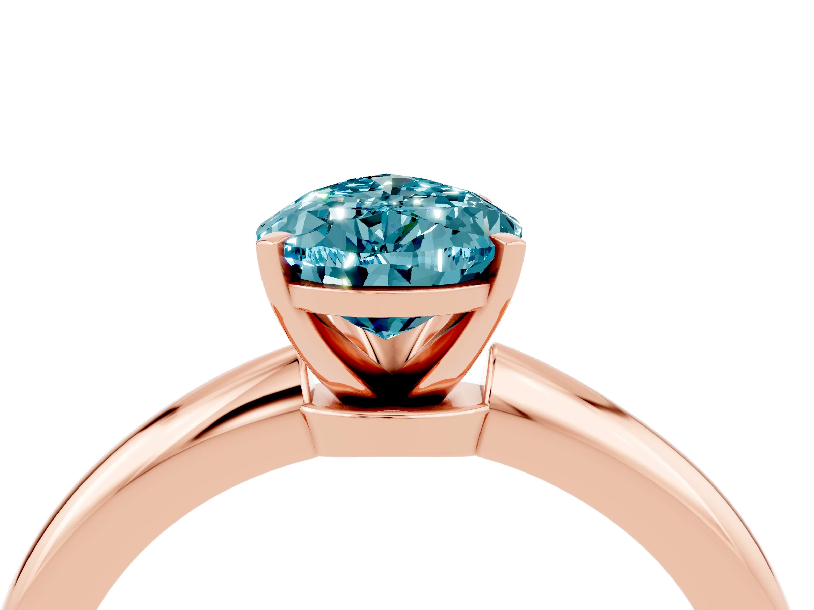 Rose gold Pear Cut Blue Topaz Solitaire Ring with Six-Prong Setting and Classic Band_4