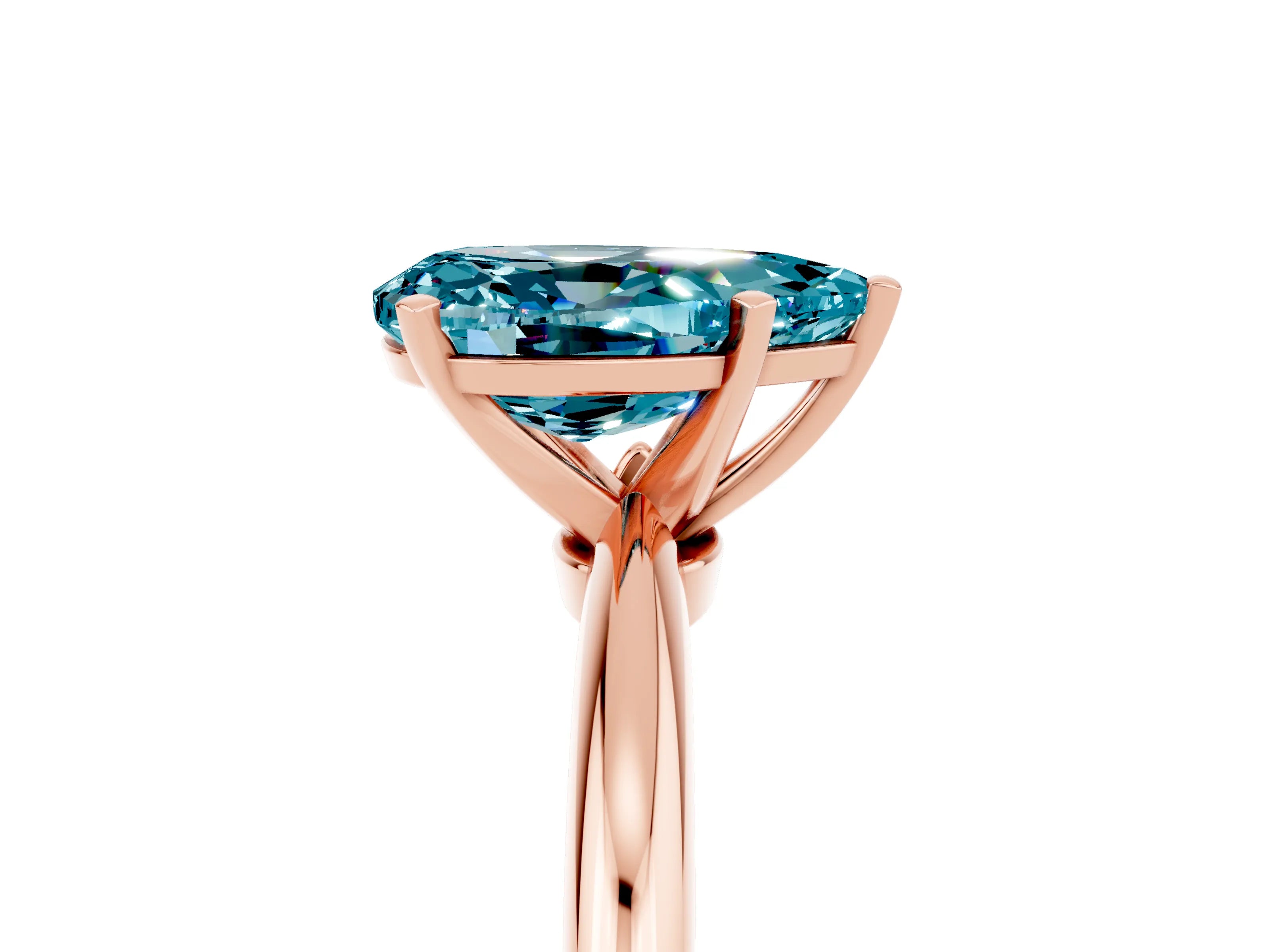 Rose gold Pear Cut Blue Topaz Solitaire Ring with Six-Prong Setting and Classic Band_5