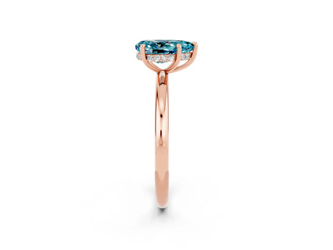 Rose gold Pear Cut Blue Topaz Solitaire Ring with Thin Band and Four-Prong Setting_14