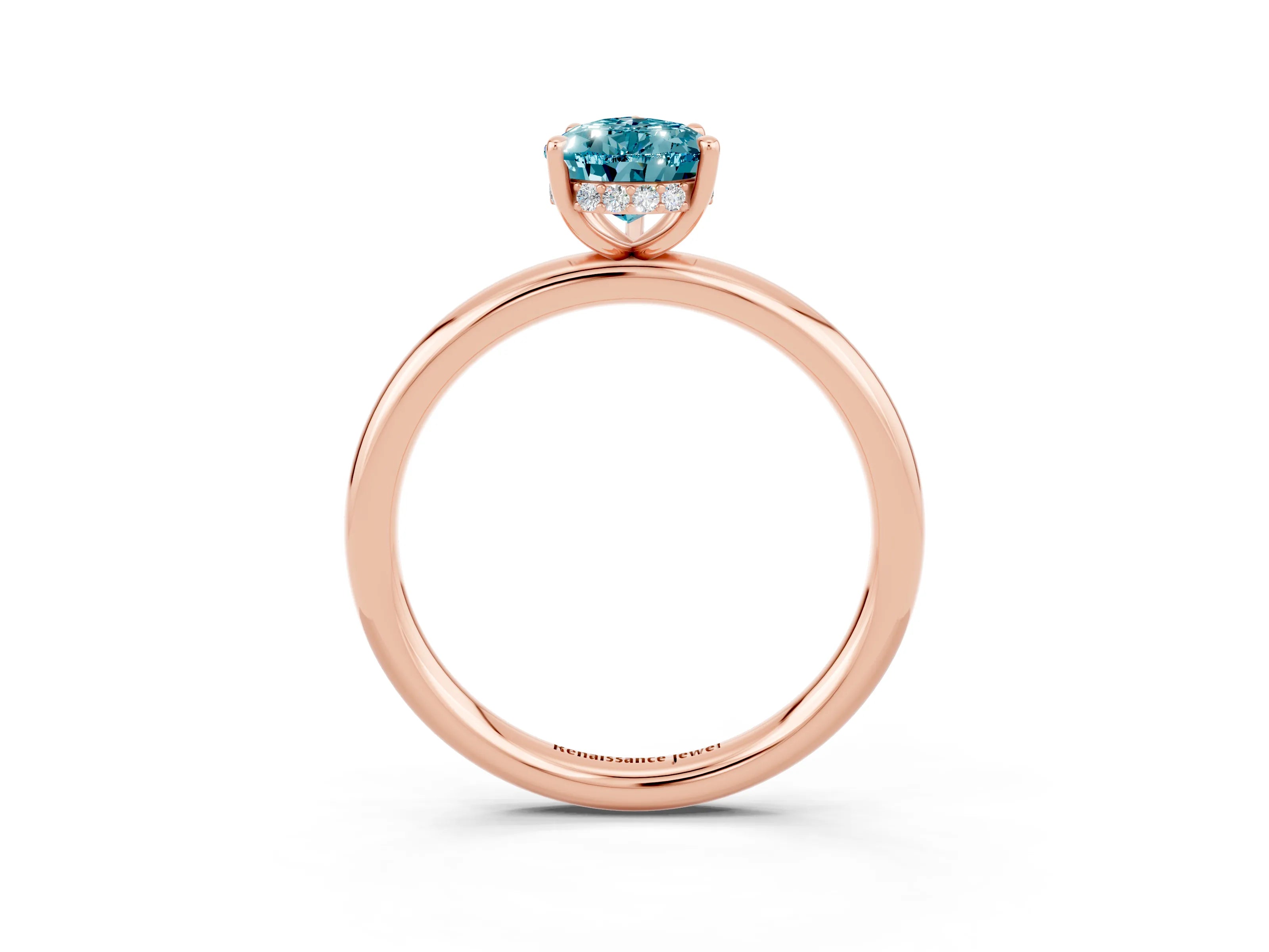 Rose gold Pear Cut Blue Topaz Solitaire Ring with Thin Band and Four-Prong Setting_15