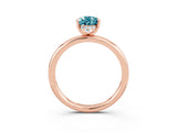 Rose gold Pear Cut Blue Topaz Solitaire Ring with Thin Band and Four-Prong Setting_15