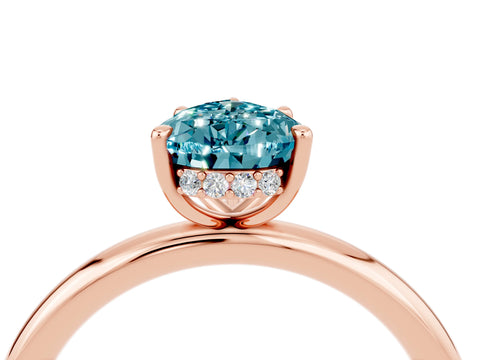 Rose gold Pear Cut Blue Topaz Solitaire Ring with Thin Band and Four-Prong Setting_16