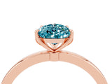 Rose gold Pear Cut Blue Topaz Solitaire Ring with Thin Band and Prong Setting_16