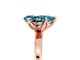 Rose gold Pear Cut Blue Topaz Solitaire Ring with Thin Band and Prong Setting_17
