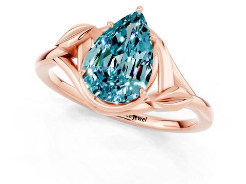 Rose gold Pear Cut Blue Topaz Solitaire Ring with Twist Band and Four-Prong Setting_25