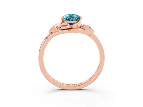Rose gold Pear Cut Blue Topaz Solitaire Ring with Twist Band and Four-Prong Setting_27