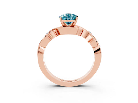 Rose gold Pear Cut Blue Topaz Solitaire Ring with Twisted Band and Prong Setting_3