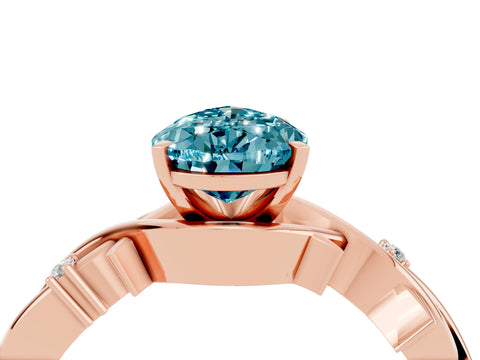 Rose gold Pear Cut Blue Topaz Solitaire Ring with Twisted Band and Prong Setting_4