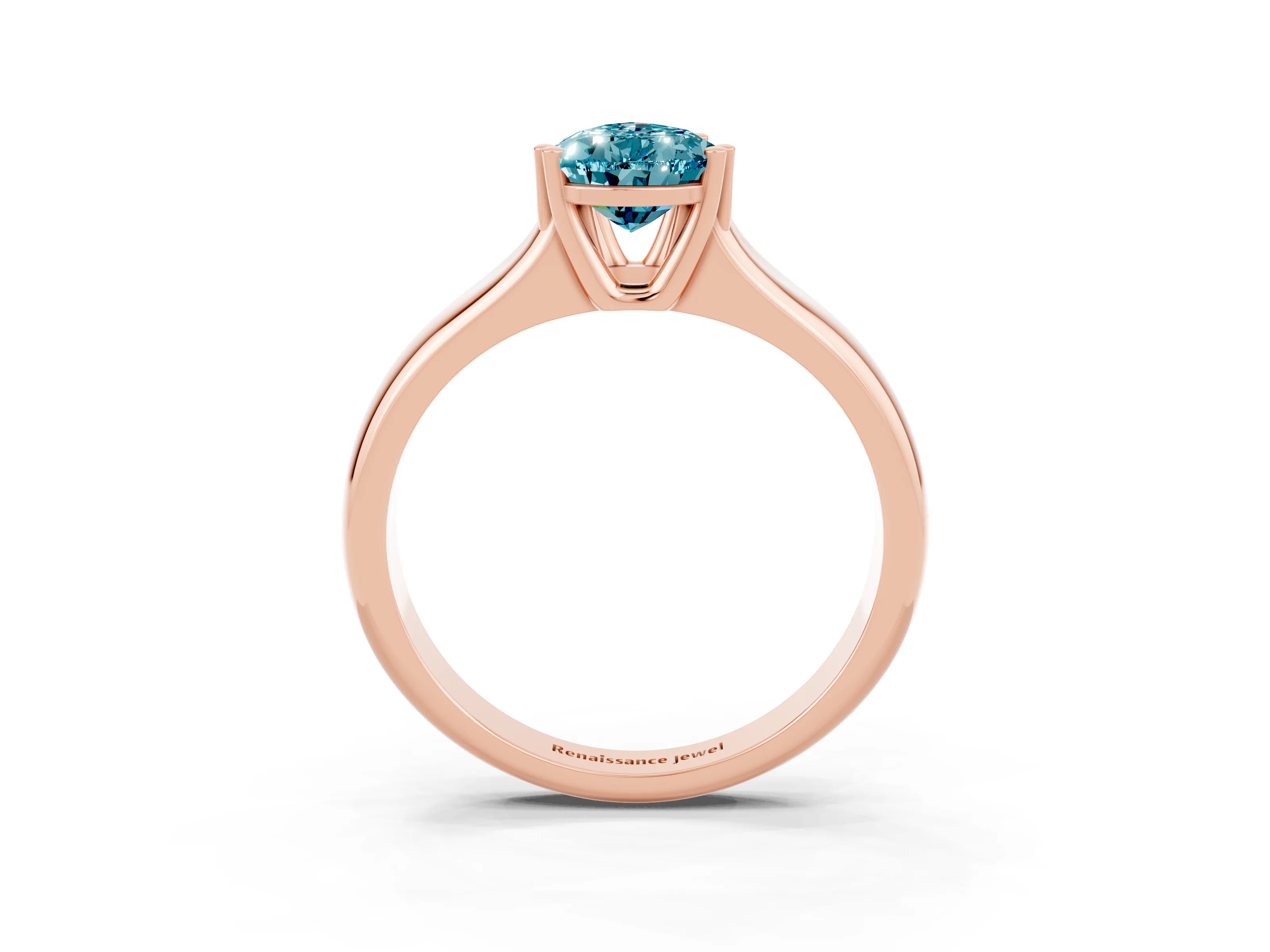 Rose gold Pear Cut Blue Topaz Solitaire Ring with Wide Band and Prong Setting_3