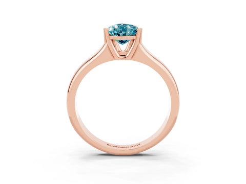 Rose gold Pear Cut Blue Topaz Solitaire Ring with Wide Band and Prong Setting_3