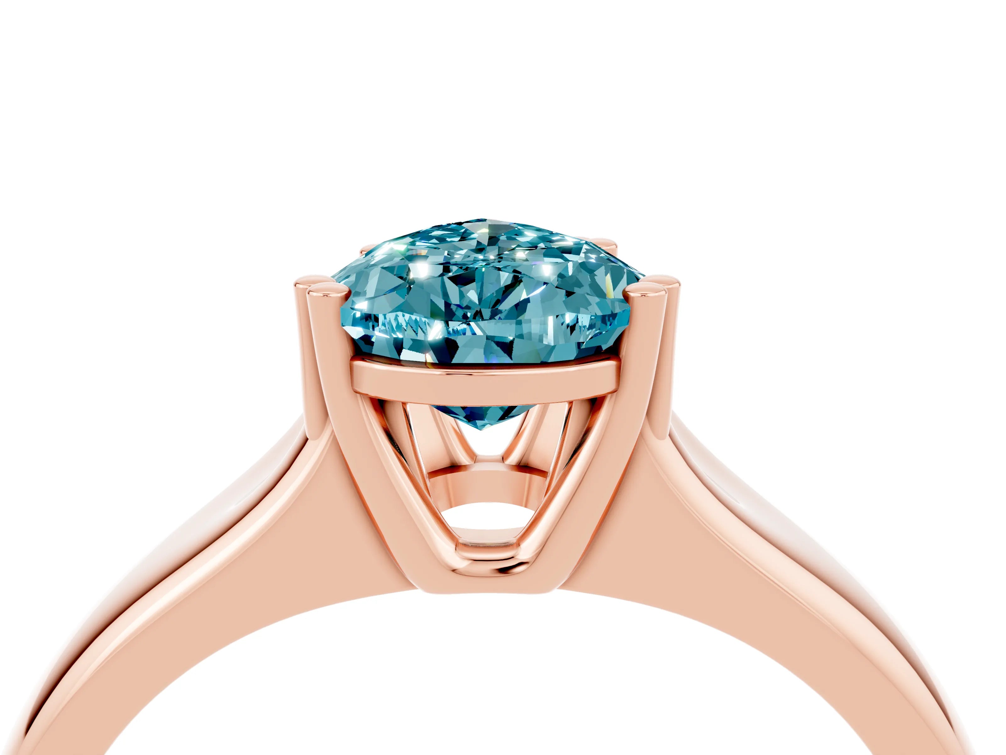Rose gold Pear Cut Blue Topaz Solitaire Ring with Wide Band and Prong Setting_4