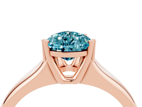 Rose gold Pear Cut Blue Topaz Solitaire Ring with Wide Band and Prong Setting_4