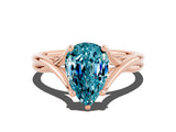 Rose gold Pear Cut Blue Topaz Solitaire Twist Band Prong Setting Ring_48