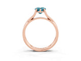 Rose gold Pear Cut Blue Topaz Solitaire Twist Band Prong Setting Ring_51