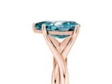 Rose gold Pear Cut Blue Topaz Solitaire Twist Band Prong Setting Ring_53