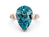 Rose gold Pear Cut Blue Topaz Solitaire Twisted Band with Round  Accents and Prong Setting_19